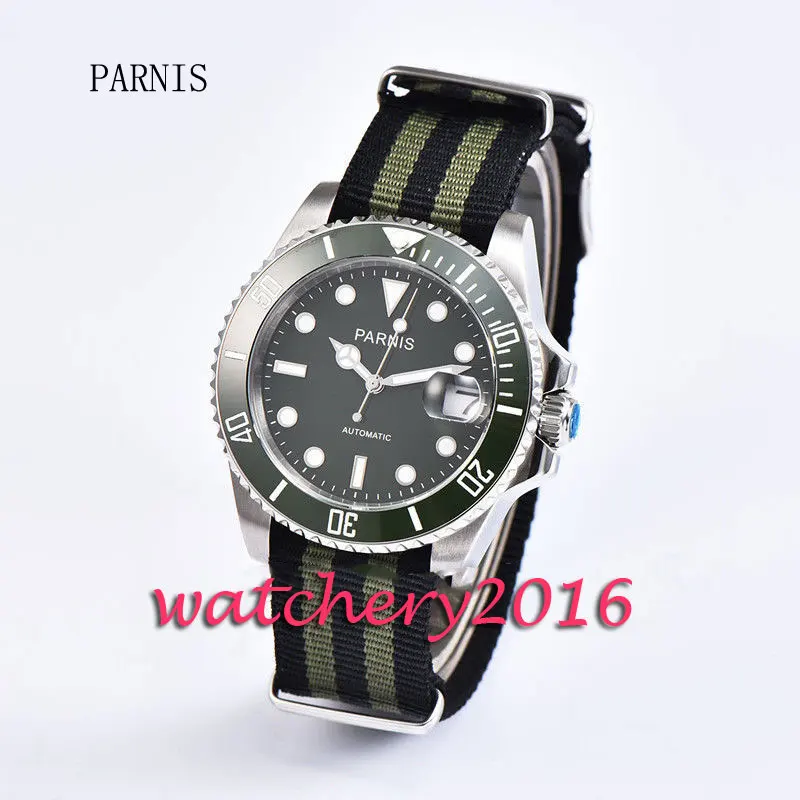 New 40mm Parnis green dial green ceramic bezel luminous marks Sapphire glass miyota Automatic business Men