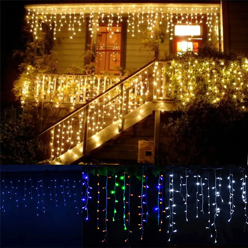 

5M Christmas LED Curtain Icicle String Light droop 0.4-0.6m LED Party Garden Stage Outdoor Waterproof Decorative Fairy Light