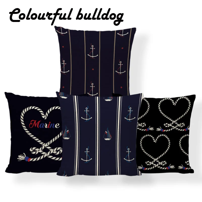 

Nautical Sailboat Anchor Cushion Flower Love Marine Pillowcase Red Cute Room Decor Home Decoration Pillow With Cover 17X17 Linen