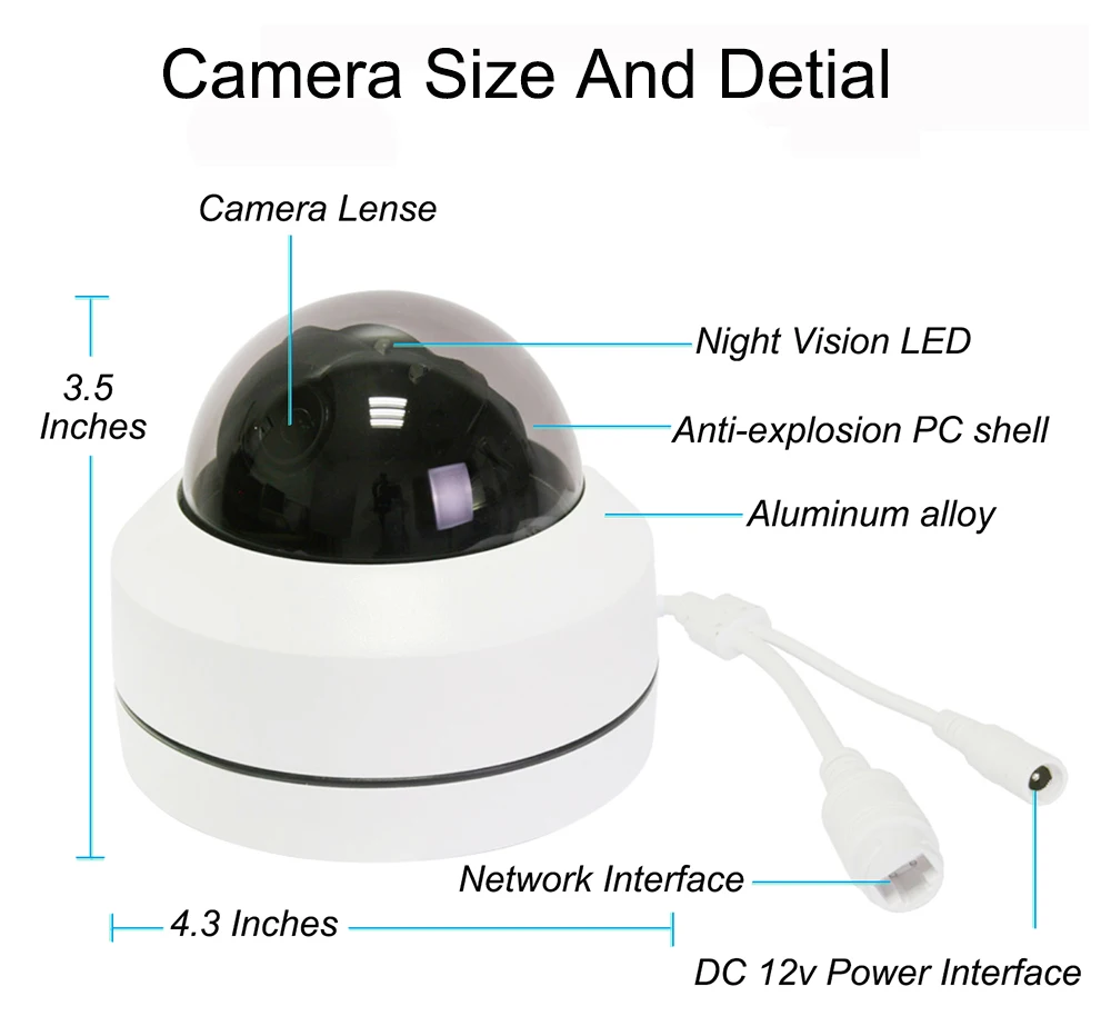 Мини 5MP купольная IP PTZ CCTV камера наружная панорамирование наклон 4xzoom инфракрасная