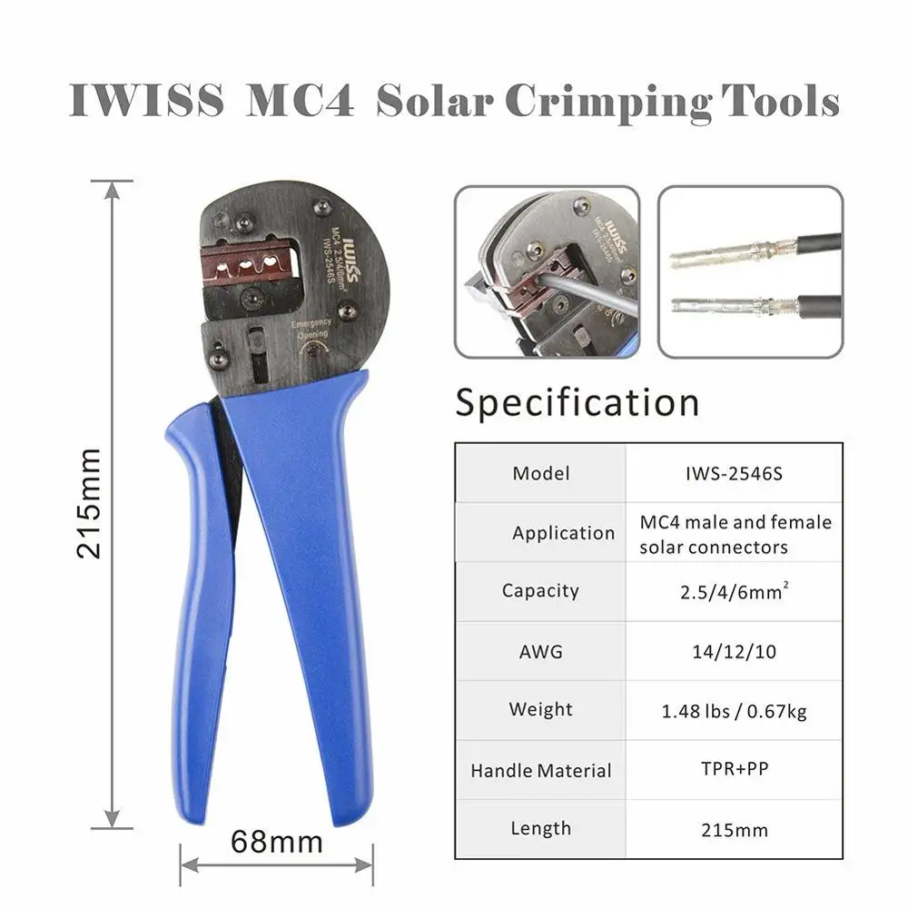 MC4 Solar Crimping Tools for AWG 14-10(2.5/4/6.0mm²) Solar Panel PV Cables Hand Crimper Plier mc4 connector tool