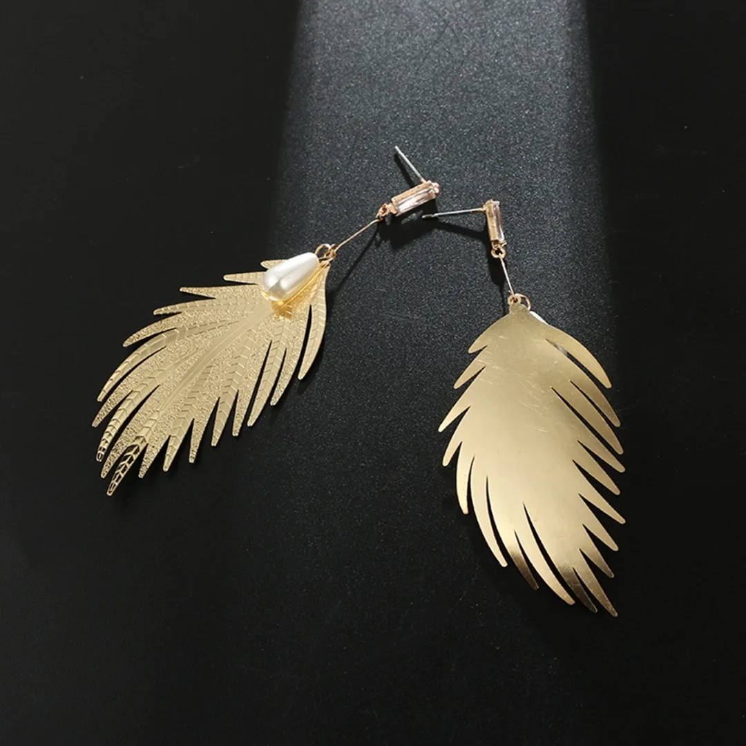 Gold Color Leaf Geometric Earring Boho Small Bead Dangle Earring Simple Charm Long Earring oorbellen Shellhard Statement Jewelry