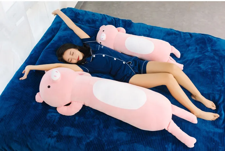 Dorimytrader New Kawaii Pink Pig plush toy Giant Anime rabbit sleeping pillow Animals Husky Hamster Cushion for Children Friend Gift 110cm 130cm DY50511 (1)