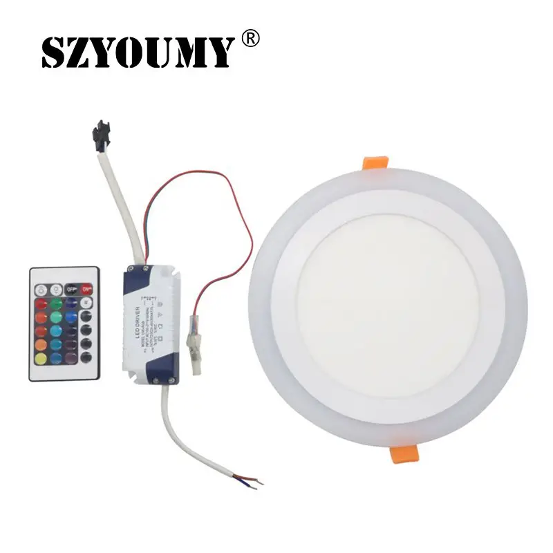 

Ultra Slim 6W 9W 18W 24W Round Concealed RGB + White RGB + WW Dual Color LED Panel Light Cool White Lamp Downlight AC85-265V