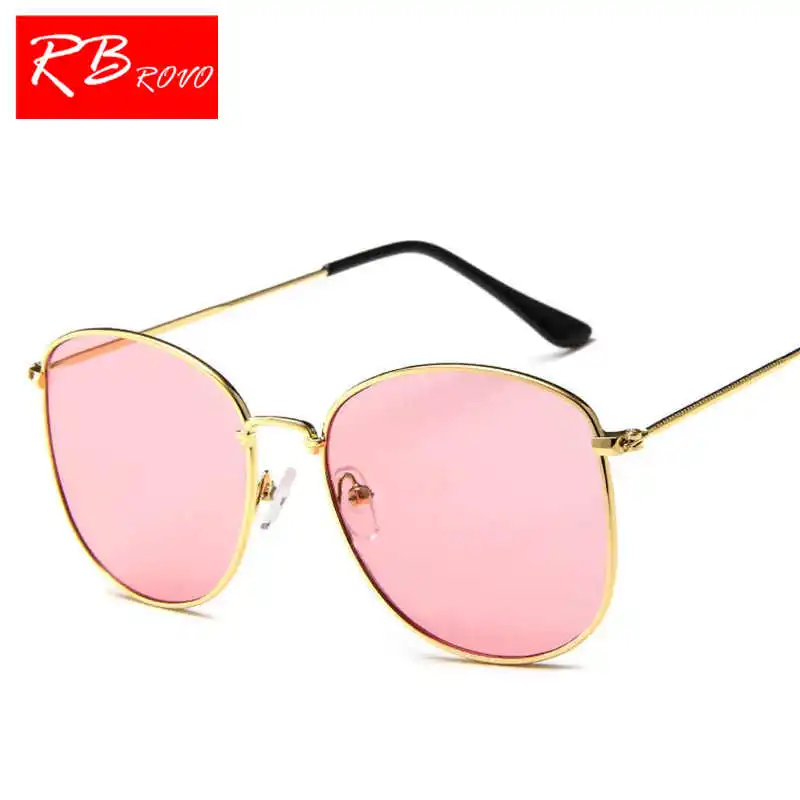 

RBROVO 2018 Ocean Slice Sunglasses Women/Men Metal Glasses Lady Round Luxury Retro Sun Glasses Vintage Mirror Oculos De sol