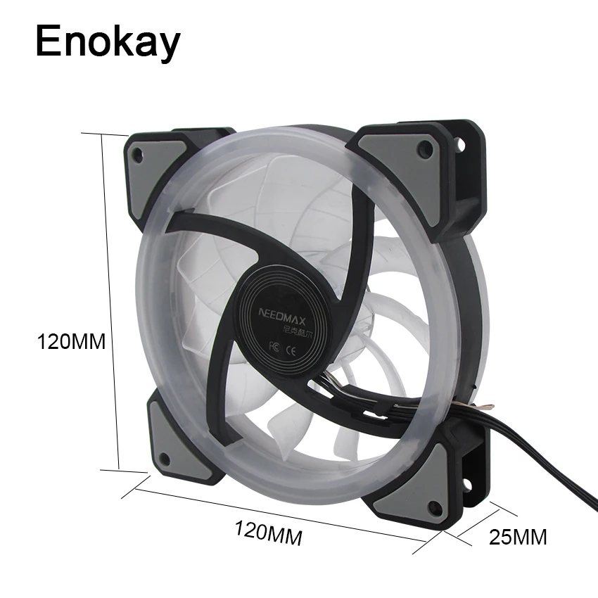 Enokay 3 контактный 12025 RGB светодиодный вентилятор постоянного тока 120 мм 120х25