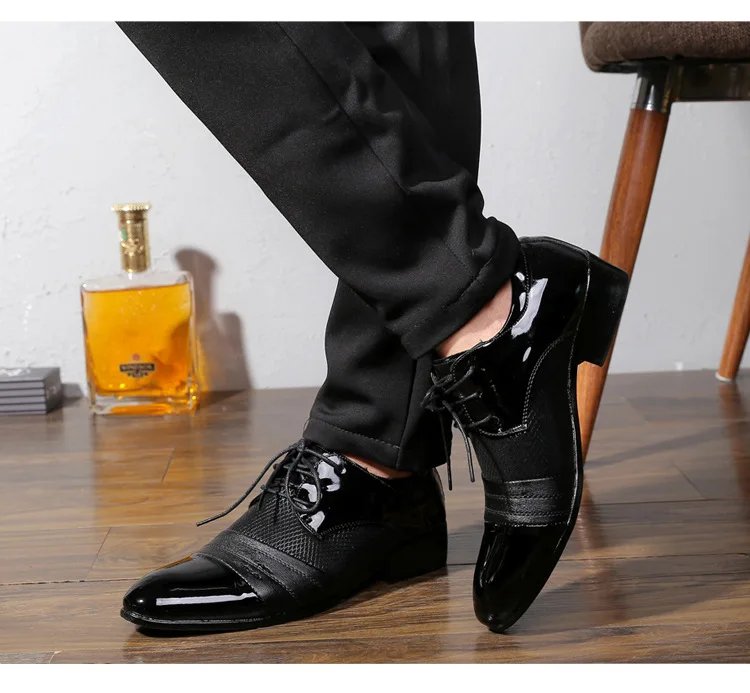 New Arrival Men Formal Shoes Breathable Lace-up Flat Pointed Toe Business PU Leather Footwear Male Dress Shoes