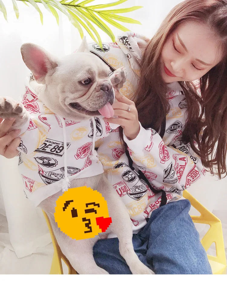 Family clothing for pet T shirt French Bulldog cat hoodie hoodies painting dog coat Parent clothes Dog Apparel Costumes