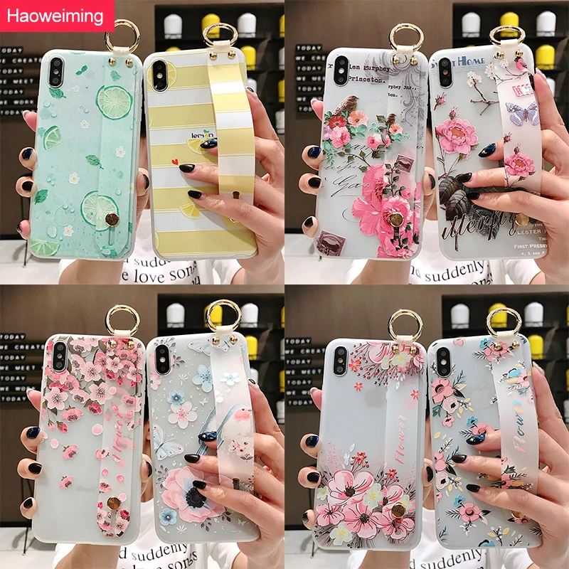 Чехол для телефона с ремешком на запястье samsung Galaxy A10 A20 A30 A40 A50 A60 A70 S10 S9 3D рельефный