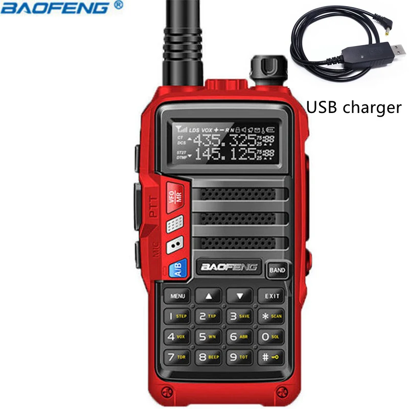 BaoFeng UV-S9 мощная рация CB радио трансивер 8 Вт 10 км дальность действия портативная радио для охоты лес город обновление 5r - Цвет: add usb charger(red)