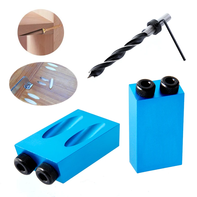 Pocket Hole Jig Kit System Mini Wood Jig Step Drill Bit 6/8/10mm Set For DIY WoodWorking Tools