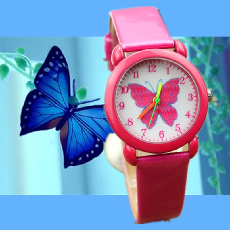 

2018 fashion brand children cute colorful butterfly cartoon luminous watch boy quartz watch girl clock children's day gift