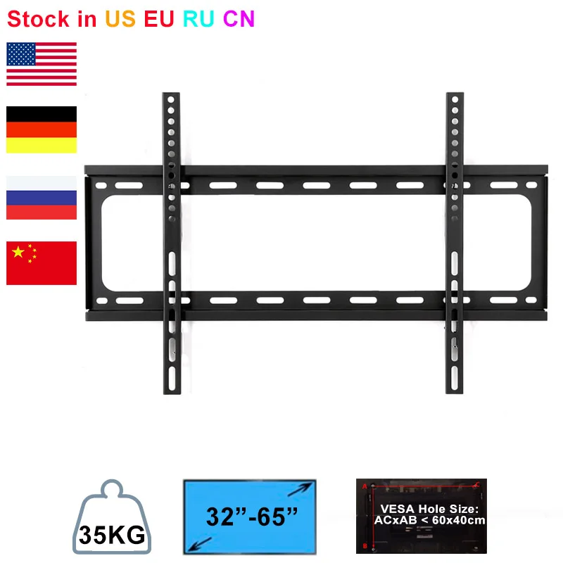 Универсальный Фиксированный Наклонный Плоский ЖК-светодиодный плазменный HD ТВ Настенный Кронштейн подходит для 3"-65" Максимальная поддержка 35 кг вес