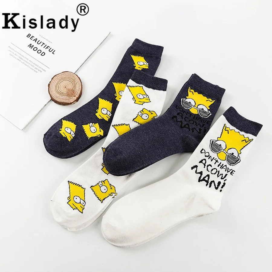 Модные женские забавные носки с героями мультфильма Симпсоны Kawaii корейские японские пушистые носки милые рождественские носки уличная одежда нижнее белье
