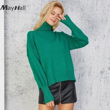 MayHall Long Sleeve Solid Knitted Pullovers Women Loose Turtleneck Split Sweater Drop Shoulder jumper Basic sueter mujer MH298 MayHall Long Sleeve Solid Knitted Pullovers Women Loose Turtleneck Split Sweater Drop Shoulder jumper Basic sueter mujer MH298