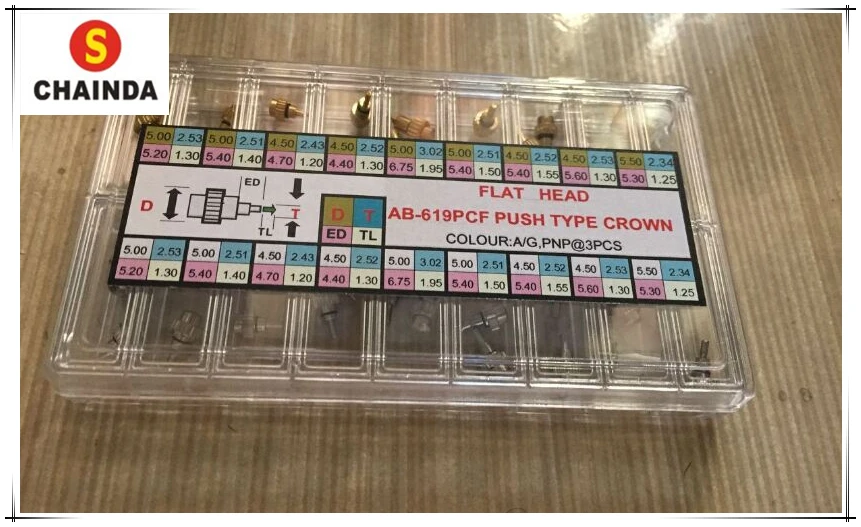 Botão de Fricção Empurrador para Relógios Inoxidável Cabeça Plana Relógio Parte Cronógrafo Aço