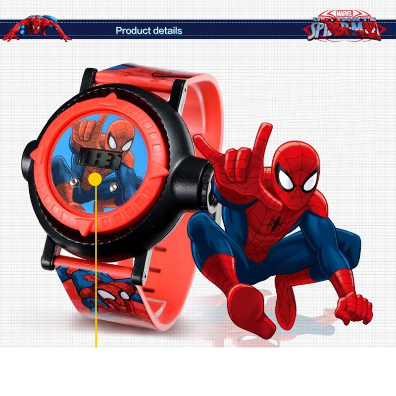 Подлинная MARVEL Человек-паук проекционный светодиодный цифровые часы Детские крутые часы с героями мультфильмов подарок на день рождения Дисней мальчик девочка игрушечные часы