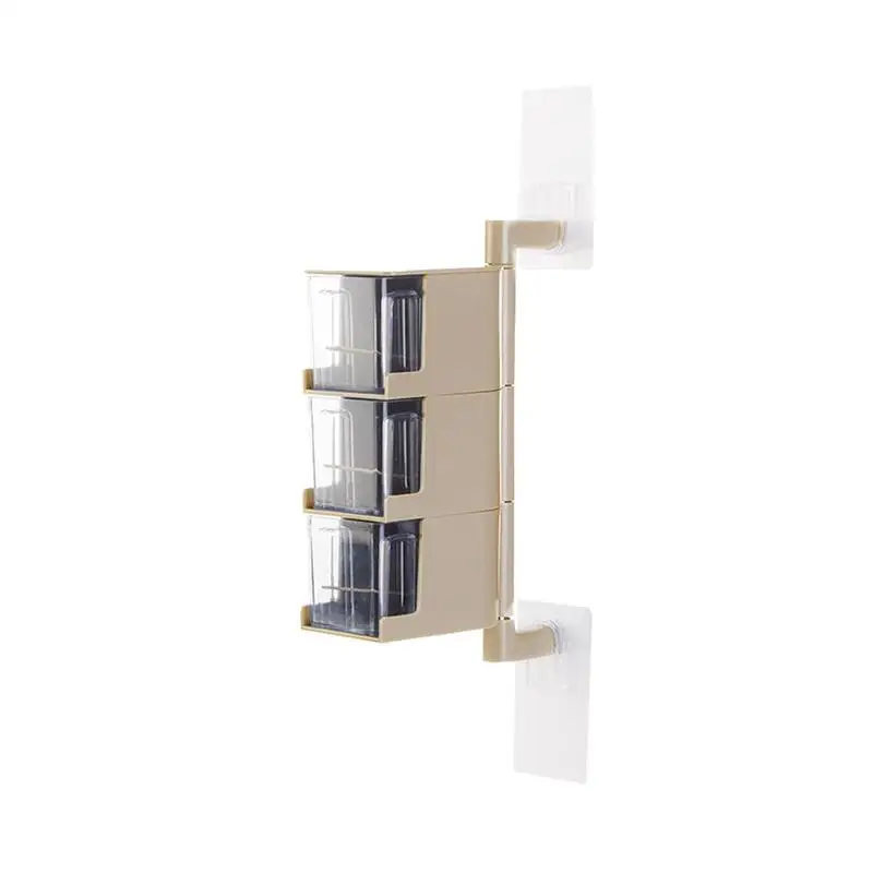 3 Tier 360 Degree Rotating Wall Mount Spice Rack Seasoning Storage