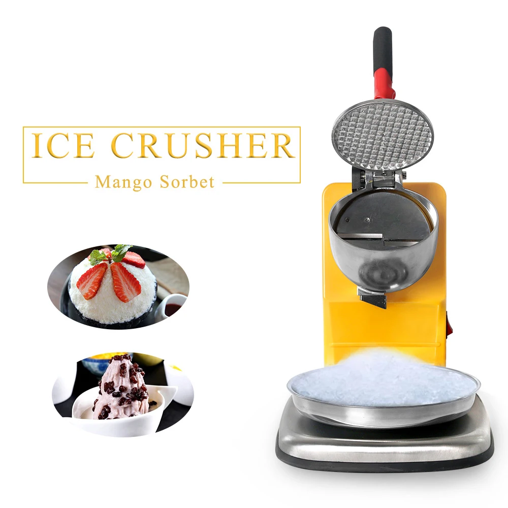 

GZZT Ice Crusher SB-100-Y Manual Snow Cone Smoothie Ice Block Maker Kitchen Accessories Tools Stainless Steel 250W Simple