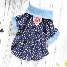 Цветочный хлопок кошка одежда лето домашнее животное куртка для щенка для малых и средних собаки чихуахуа одежда для йоркширского терьера костюмы синий Кофе