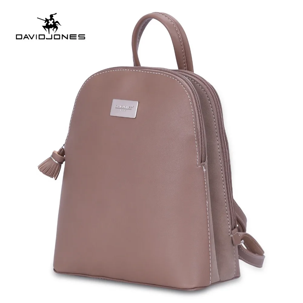 

DAVID JONES women backpacks faux leather female shoulder bags big lady solid softpack girl brand teenager back bag drop shipping