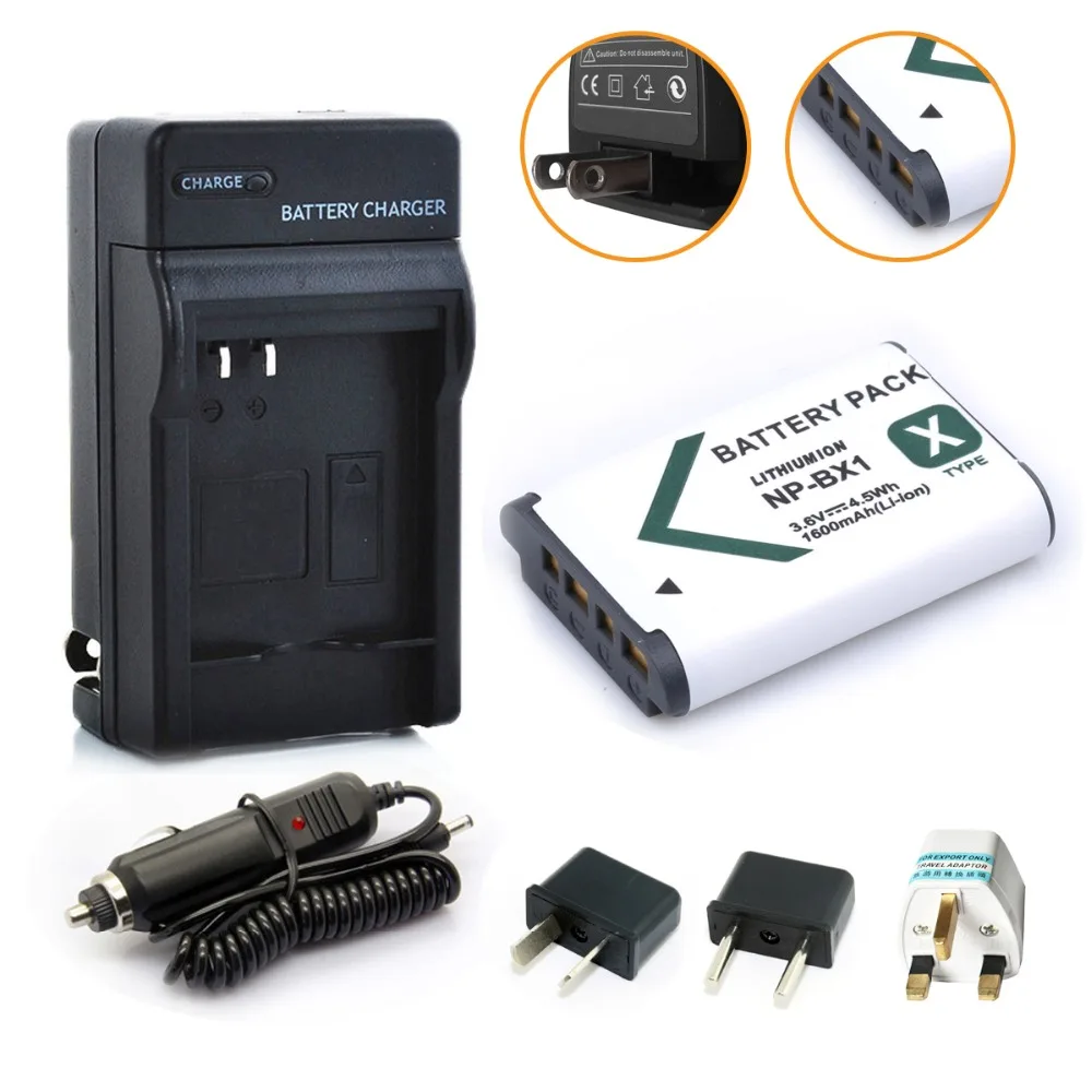 1*1600 мАч NP-BX1 BX1 Камера Батарея Batteria + 1 * Зарядное устройство для sony DSC-RX100 IV RX10 II RX1 HX300 WX300 WX500 HDR-AS15 CX240E