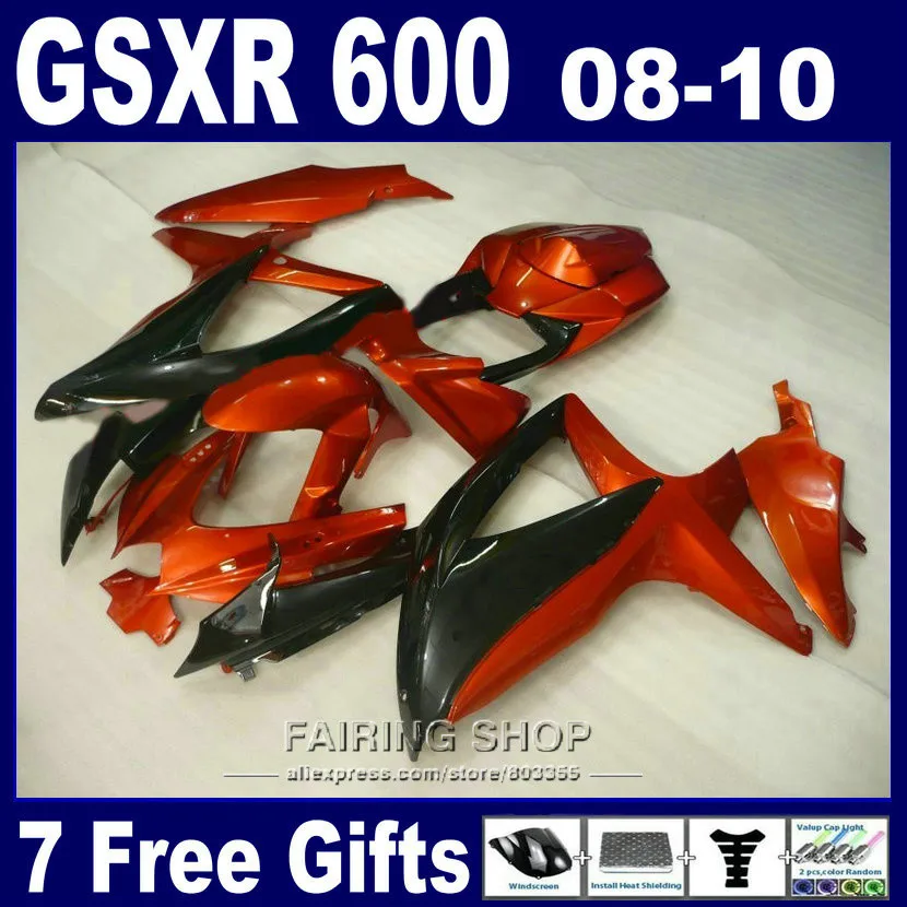 7 подарки обтекатель комплект для suzuki gsxr600 08 09 10 черного цвета, цвета красного вина инъекции Обтекатели gsxr750 2008-2010 nm185