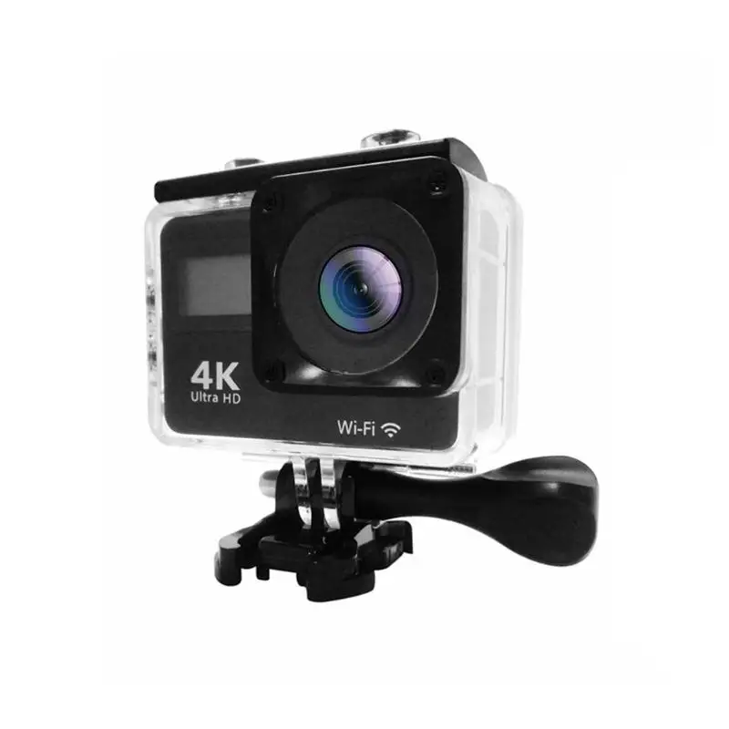 Черный Экшн-камера с сенсорным экраном 4 K, wifi, двойной экран, 12 МП, камера на шлем, 30 м, DV, 170 градусов, широкоугольный объектив, Спортивная камера с аксессуарами - Цвет: Черный