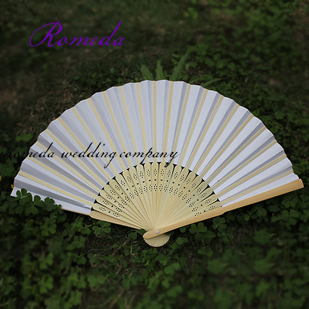 50Piece/Lot wedding white paper hand fan Wedding Favours Wedding Paper Fanin Party Favors from
