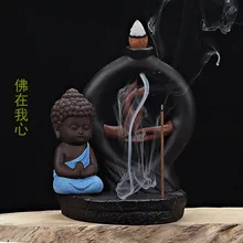 Маленький монах буддистские благовония Маленький Будда горелка дым керамический, с обратным потоком глазури конусные благовония для курильницы для дома, комнаты, офиса, украшение