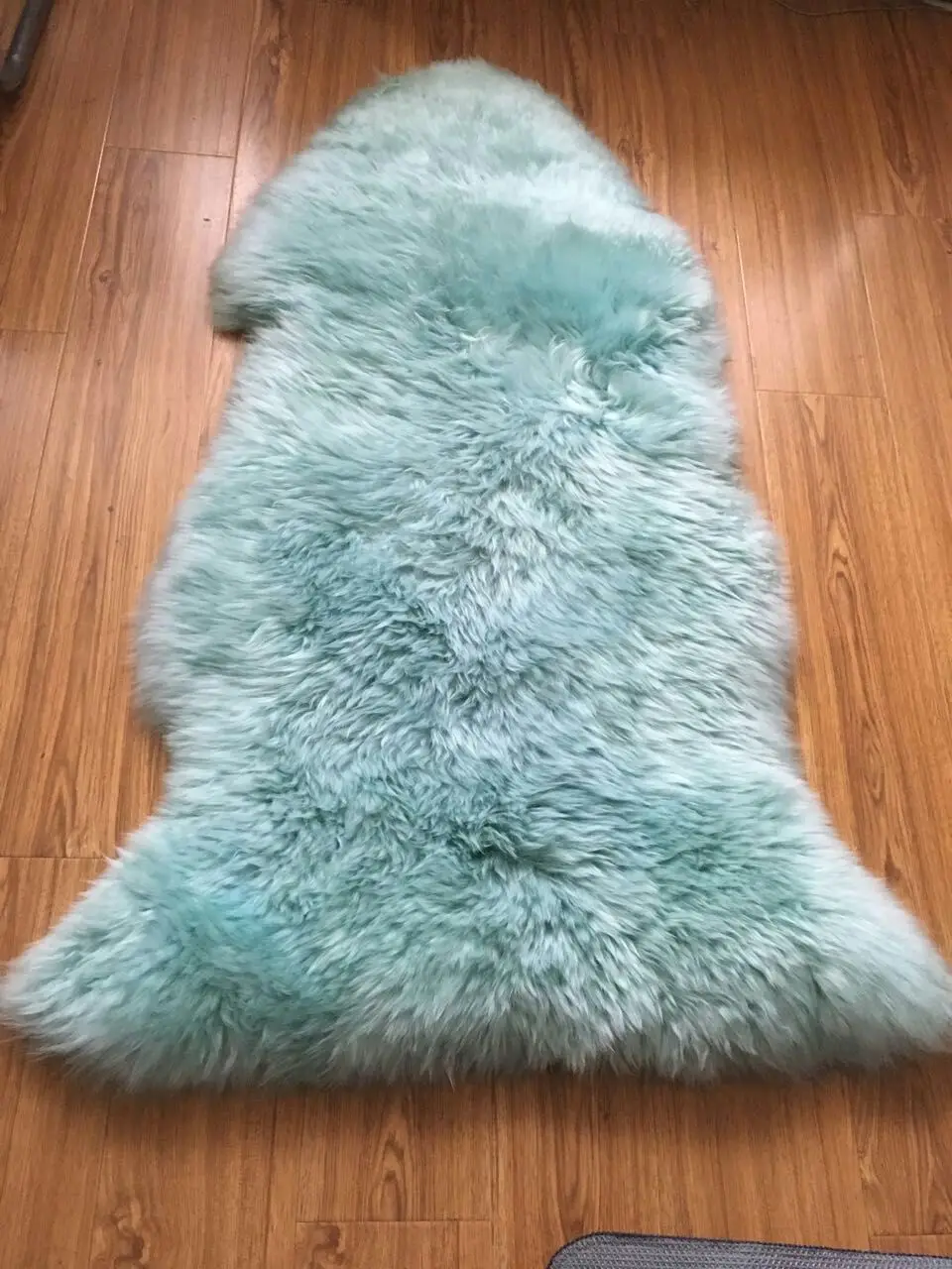 Single Pelt Real Sheepskin Rug Peacock Blue Australia Wool Rug Genuine