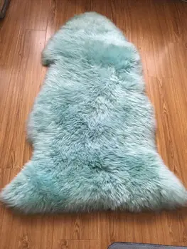 

Single Pelt Real Sheepskin Rug Peacock Blue Australia Wool Rug Genuine Fur Rug for Bedroom Floor Mat Bay Window Wool Rug Pad Mat