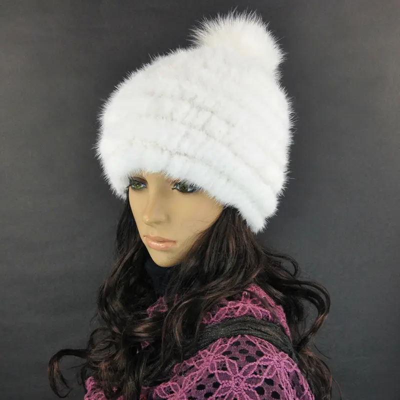 HM034 free shipping fashion winter hat knitted real mink fur many colors warm cap hot style