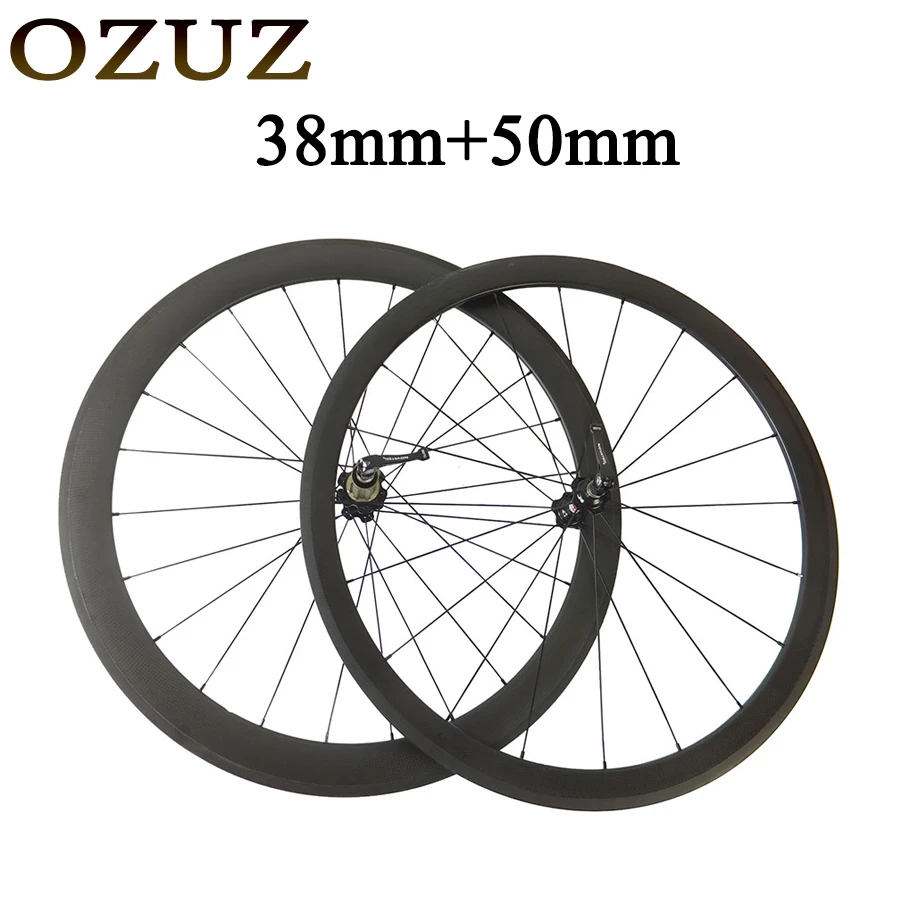 

OZUZ A271SB 38mm front 50mm rear standard wheels v brake 3k cycling carbon wheels clincher tubular 700c road wheelset 494 wheels