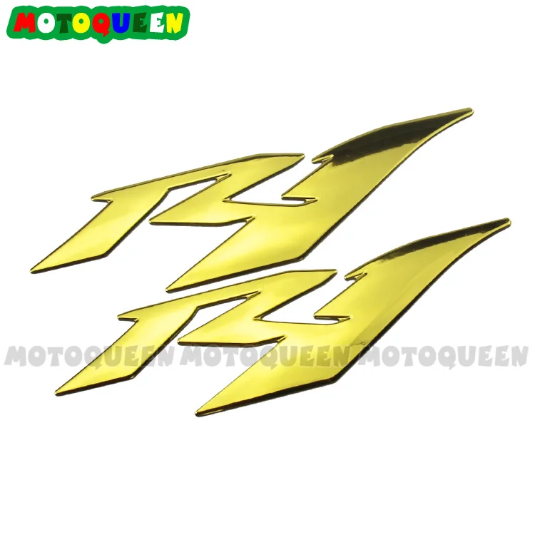3D мотоцикл светоотражающие R1 логотип герба Знак наклейки кузова Танк колеса наклейки пара для YAMAHA R1 YZF YZF1000 YZF-R1 - Цвет: Gold