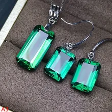 KJJEAXCMY бутик Драгоценности 925 чистого серебра инкрустированные зеленым кристаллом и 2 части серебра