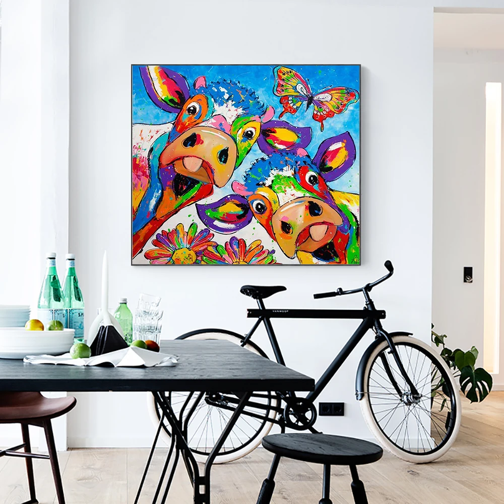 

Cuadros Decoracion Vrolijk Schilderij Wall Pop Art On Canvas Painting Animal Picture Posters and Prints Cow Painting Home Decor