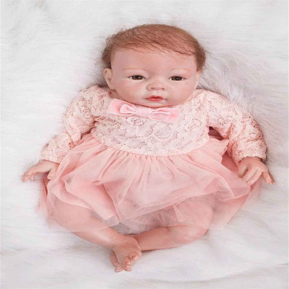 20 inch 50 cm Silicone baby reborn dolls, lifelike doll reborn Beautiful fashion princess dress lovely doll birthday gift 