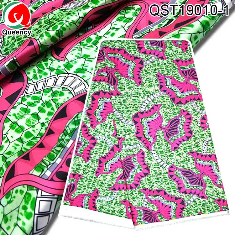 

Queency Good Looking African Mouth pattern Printed Satin Silk Fabric for Women Clothes QST19010