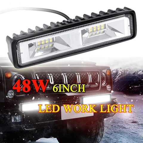 Led Work Light 12V Worklight Waterproof 48W 6Inch Offroad barra led 4x4 Spotlight for ATV SUV Boat Tractor Motorcycle Headlight - Price history & Review, AliExpress Seller - Vimarsana News