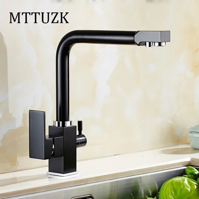 Special Offers MTTUZK Square ORB water filter 3way kitchen faucet pure water kitchen faucet 3 way function Kitchen mixer water filter mixer tap