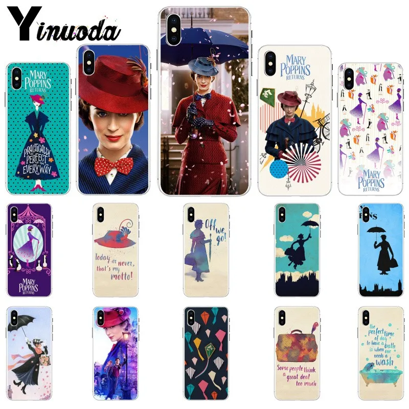 Yinuoda Мэри Поппинс Мягкий силиконовый чехол для телефона из ТПУ iPhone 8 7 6 6S Plus 5 5S SE XR X