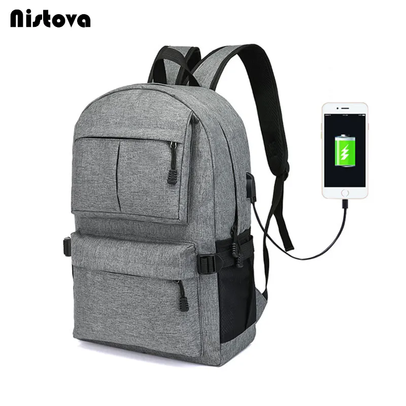 

Waterproof Large Capacity 14.1 Inch Canvas Laptop Bag USB Charging Backpack Anti-thief Computer Backpacks Women Man School Bags
