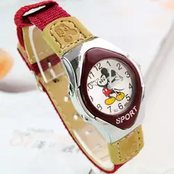 Мода Микки ткань ремень часы с анимацией для девочек и мальчиков студент девушка качественный кварцевые детские спортивные часы