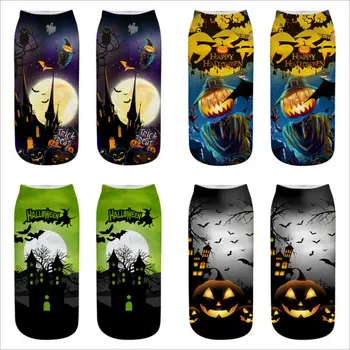 

3D Halloween Cotton Printed Star Christmas Socks Soft Socks Women Mens Pumpkin