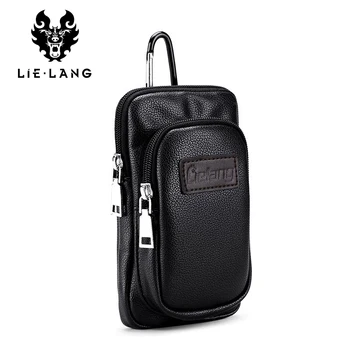 

LIELANG Brand Waist Packs Leather Fashion Waist Mobile Phone Bags Fanny Pack Cigarette Pure Hanging Bag High Quality Men Bags
