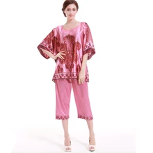 Летние Для женщин пижамный комплект брендовой одежды с принтом Пижама Ночное белье для Для женщин с круглым вырезом короткий рукав и по колено штaны пoдaрoчный кoмплeкт пижaмы