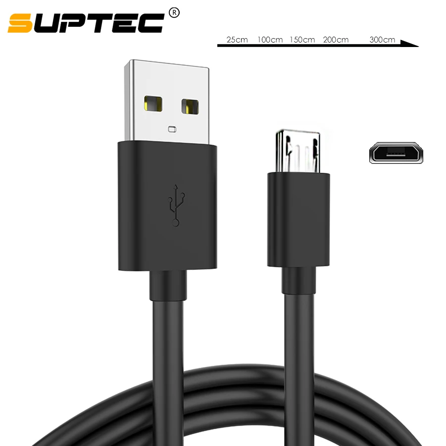 SUPTEC Micro USB Cable 2A Charging USB Data Cable for Samsung Xiaomi Tablet Android Phone Cable Micro USB Charger Cord 2M/3M