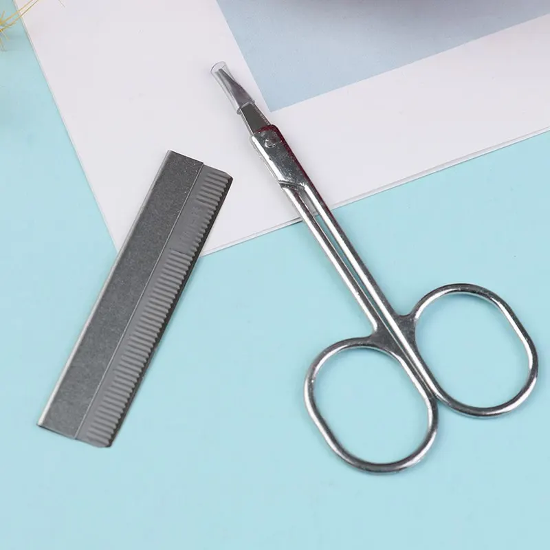 Pro Eyebrow Scissor+ Knife Blade Makeup Manicure Scissors Nails Cuticle Curved Pedicure Dead Skin Remover Tool | Красота и здоровье