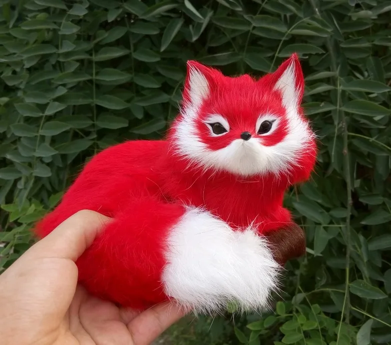 about 16x13cm red prone fox hard model polyethylene&ampfur toy prop.home decoration gift 1659 | Игрушки и хобби